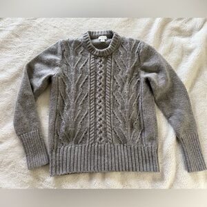 Gray Cable Knit lambs wool sweater J Crew